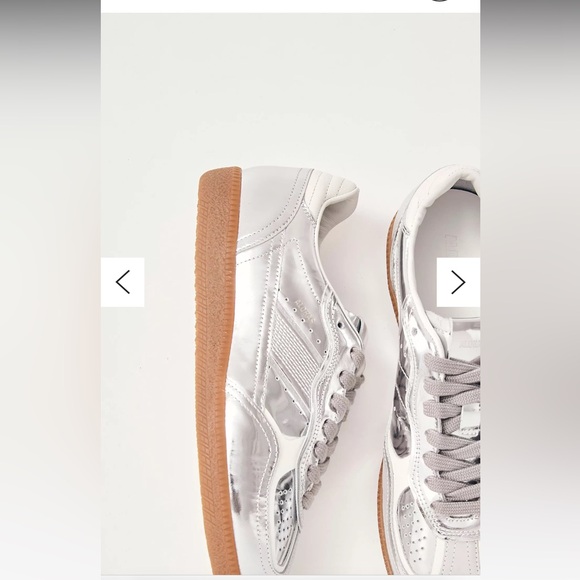 NWOT Alohas tb. 490 Leather Sneakers Rife Shimmer Silver Cream - Picture 3 of 7